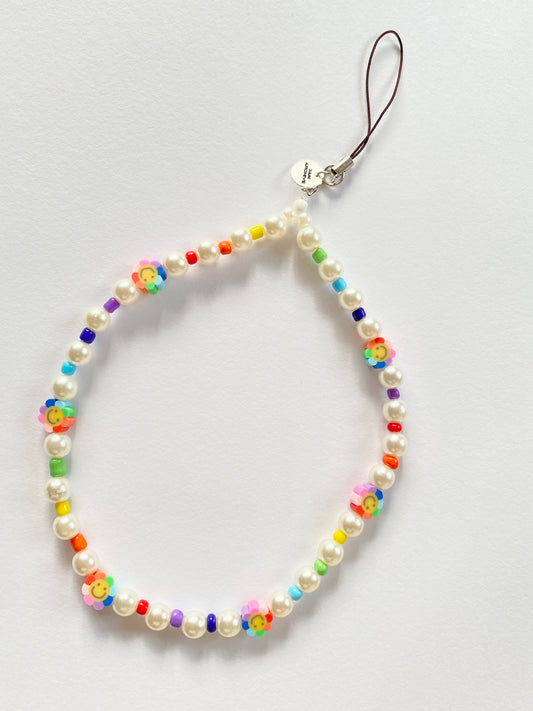 Rainbow Smiley Face Phone Charm
